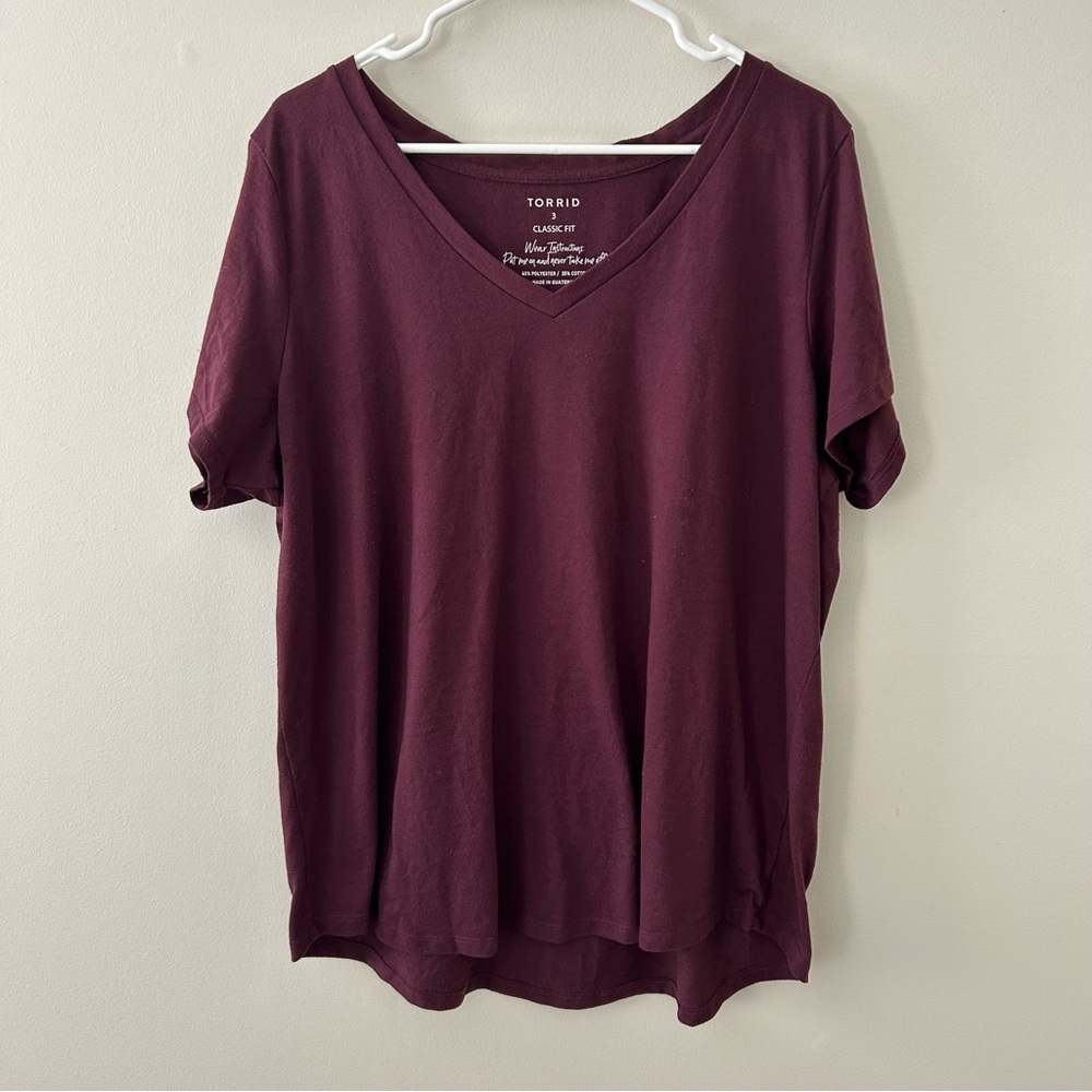 Torrid Women's Classic Fit Burgundy V-Neck Top